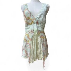 Fairy Core Grail Crinkle Top Y2K Coquette Pastel Ethereal sz M Festival Ready